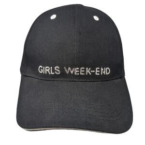 Girls Week-End Strapback Baseball Cap Black One Size Adjustable 6 Panel Tan